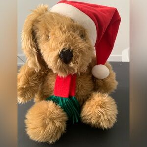 Festive Plush Dog Toy with Santa Hat